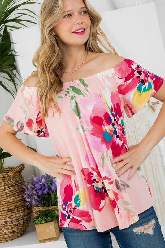 Women's Floral Off Shoulder Top