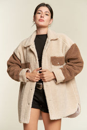 Women's Oversized Colorblock Sherpa Jacket