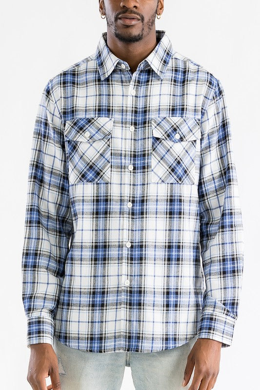 Men's Regular Fit Checker Plaid Flannel Shirt