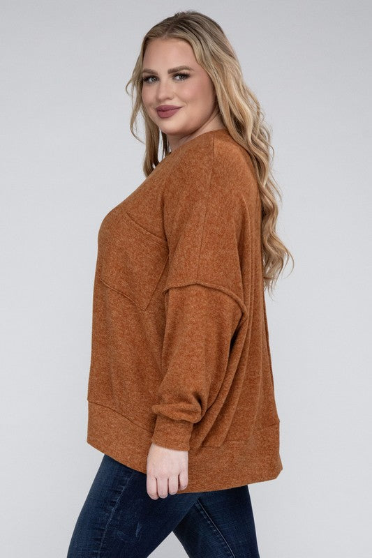 Plus Size Oversized Melange Drop Shoulder Sweater