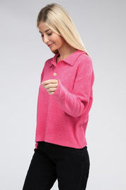 Women's Relaxed Collared Button Front Sweater