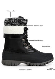 Delphine Knitted Collar Lace Up Boots