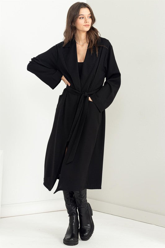 Women's Casual Long Sleeve Belted Trench Coat