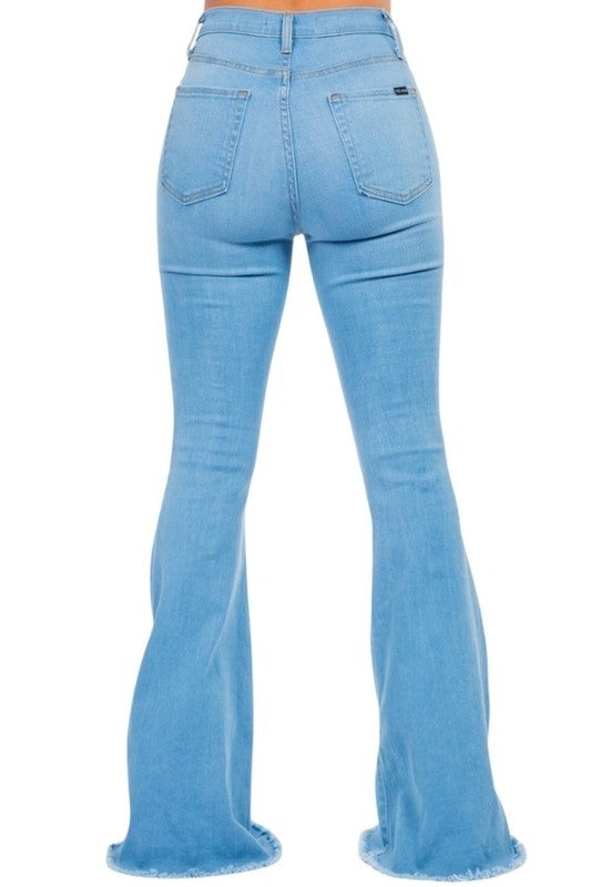 Women's High Rise Light Blue Bell Bottom Jeans