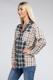 Women's Plaid Patchwork Long Sleeve Shirt