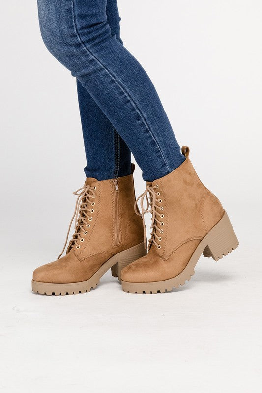 Women's Fuzzy Lace-Up Combat Boots