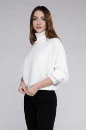 Women's Loose Fit Viscose Dolman Sleeve Turtleneck Sweater