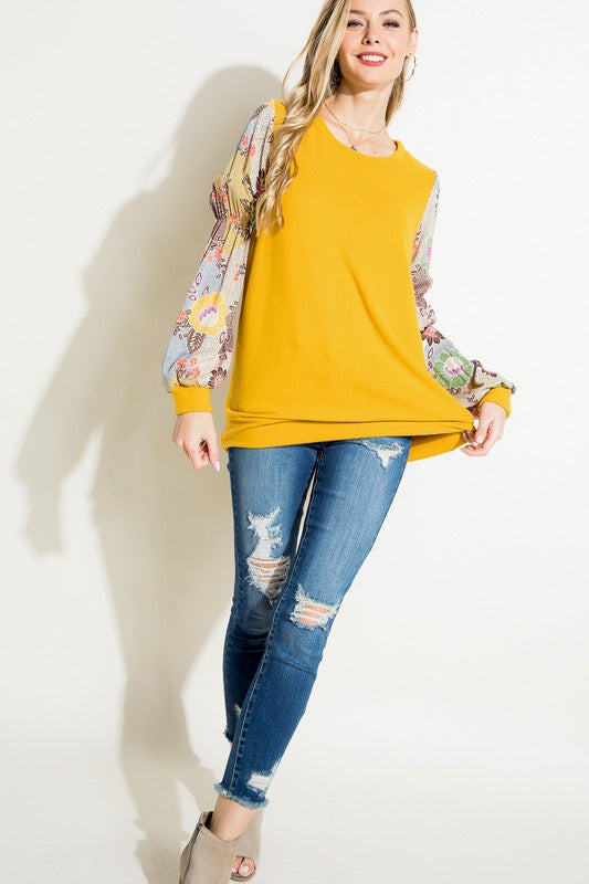 Women's Relaxed Floral Mix Tunic Top