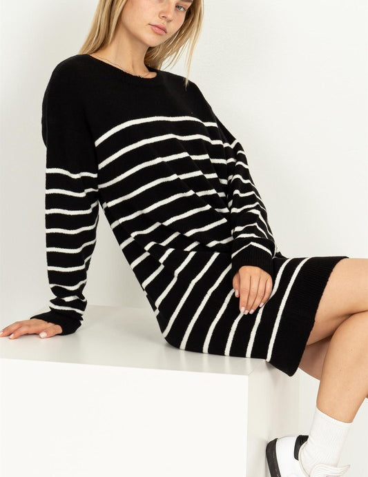 Women's Relaxed Fit Striped Sweater Dress