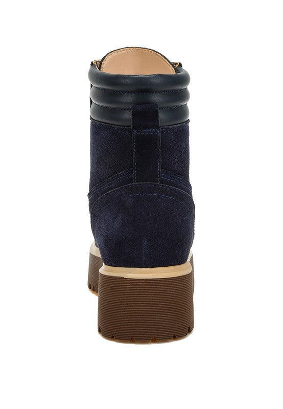 Women's Quilted Collar Suede High Ankle Boots