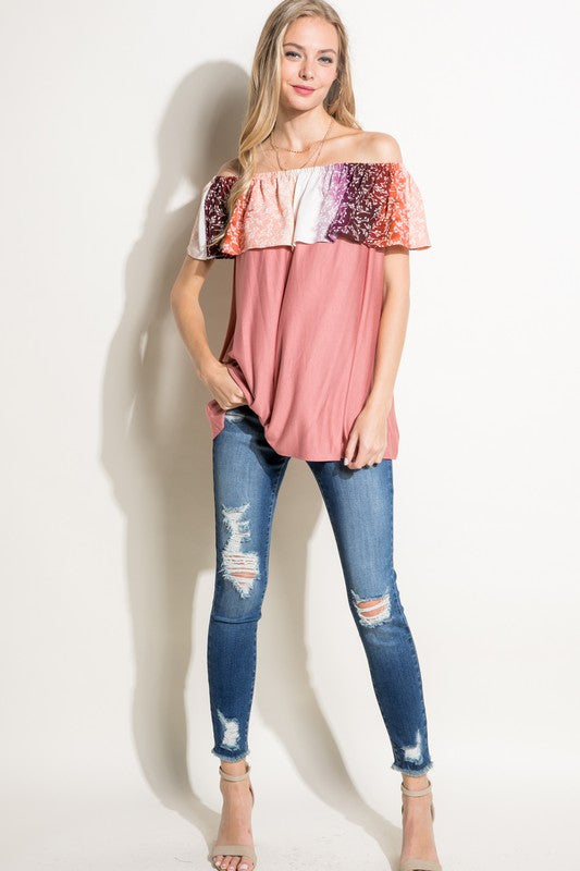 Women's Ombre Tie Dye Off Shoulder Top