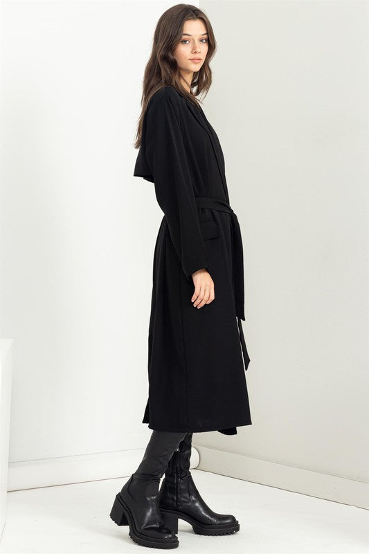 Women's Casual Long Sleeve Belted Trench Coat