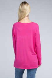 Women's Relaxed Viscose Sweater with Front Pockets