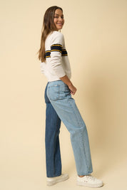 Women's High Waisted Crossover Straight Jeans