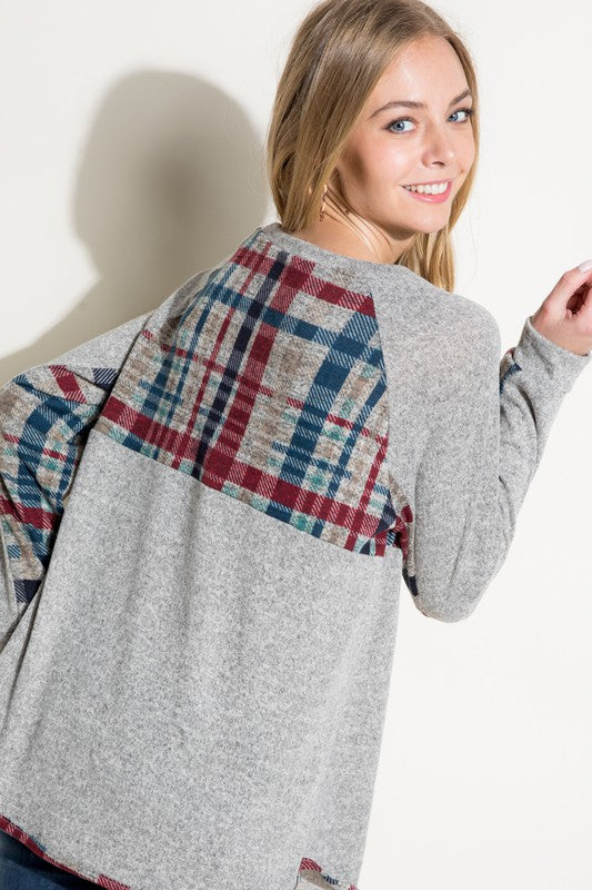 Women's Casual Multi Color Plaid Mixed Top