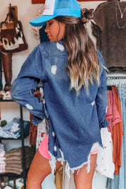 Women's Distressed Longline Denim Jacket