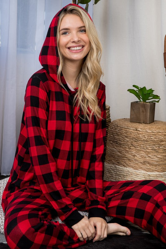 Plus Size Cozy Plaid Jogging Set for Women