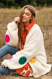 Women's Oversized Fuzzy Knit Cardigan with Bell Sleeves