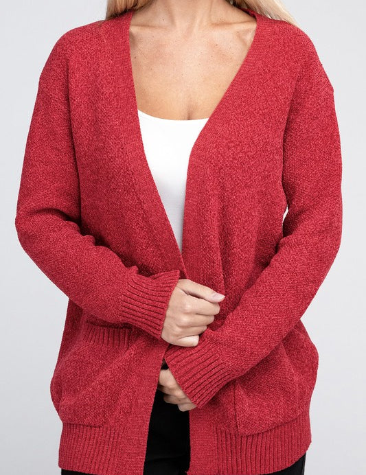 Women's Relaxed Melange Open Front Sweater Cardigan