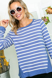 Women's Relaxed Fit Stripe and Solid Mix Top