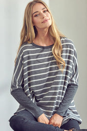 Women's Oversized Stripe Mix Tunic Top