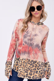 Women's Tie Dye Cheetah Print Sweatshirt