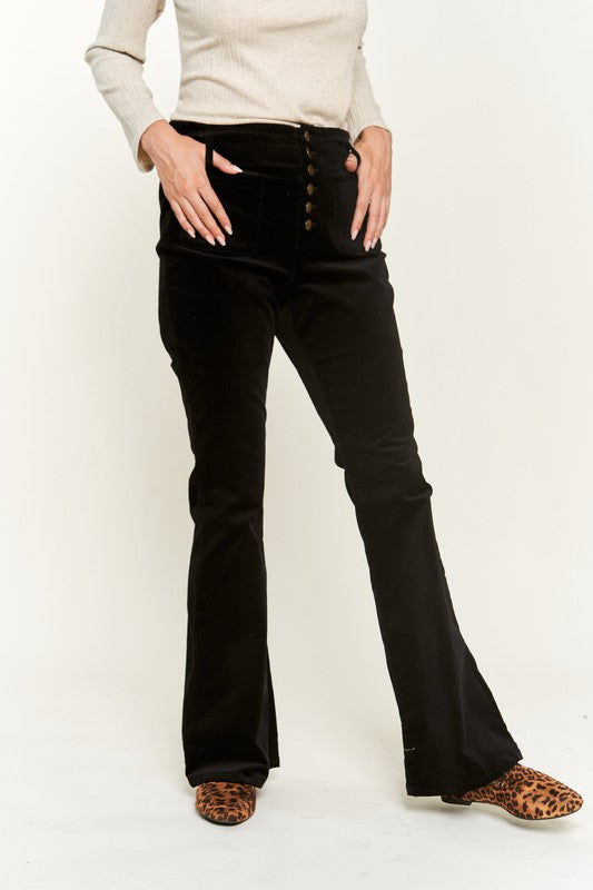 Women's High-Waisted Flared Corduroy Pants