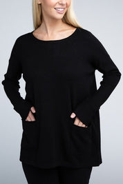 Women's Relaxed Viscose Sweater with Front Pockets