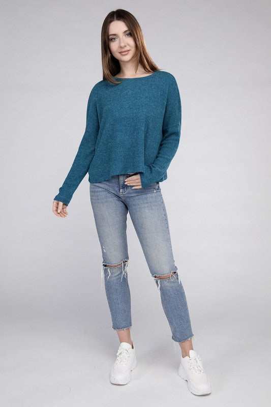 Women's Cozy Ribbed Dolman Long Sleeve Sweater