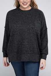 Plus Size Oversized Melange Drop Shoulder Sweater