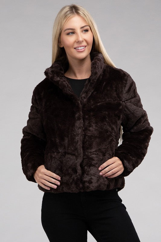 Women's Cozy Fluffy Zip-Up Jacket