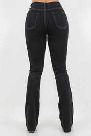 Women's Black Boot Cut Jeans with Re-Done Hem