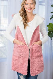 Plus Size Oversized Sherpa Fleece Vest with Pockets