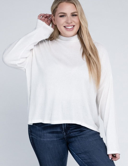 Plus Drop Shoulder Long Sleeve Top