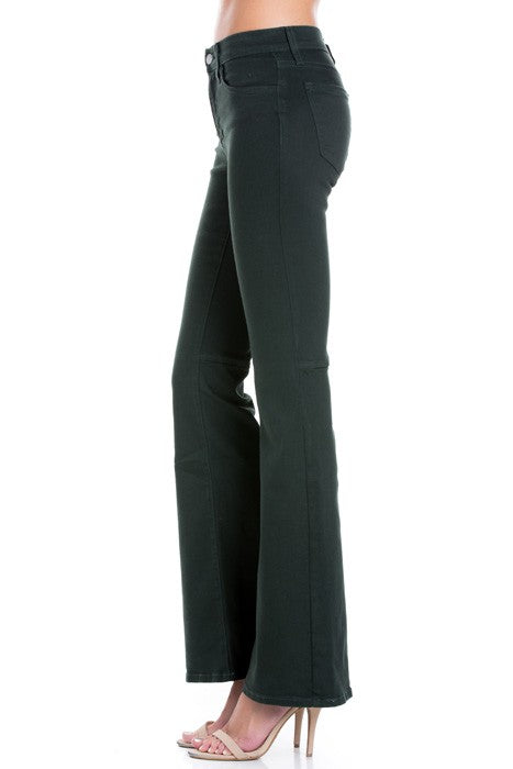 Women's High Waist Flare Denim Pants in Chocolate