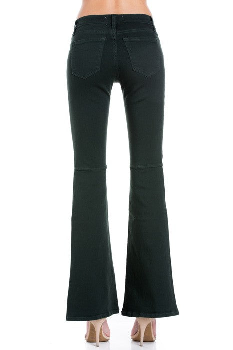 Women's High Waist Flare Denim Pants in Chocolate