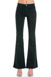 Women's High Waist Flare Denim Pants in Chocolate