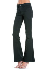 Women's High Waist Flare Denim Pants in Chocolate