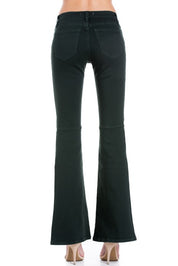 Women's High Waist Flare Denim Pants in Chocolate