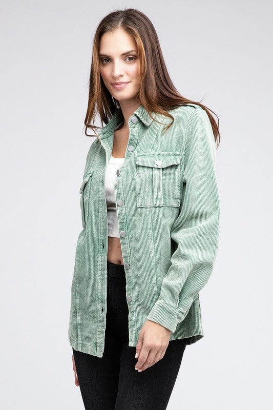 Women's Casual Corduroy Buttoned Jacket