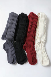 Women's Knee High Cable Knit Lounge Socks