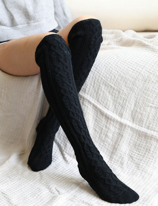 Women's Knee High Cable Knit Lounge Socks