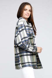 Men's Oversized Textured Flannel Shirt with Big Checks