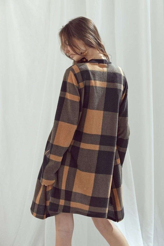 Women's Long Sleeve Checker Print Cardigan