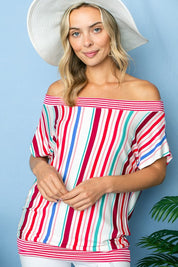 Women's Multi Stripe Off Shoulder Top