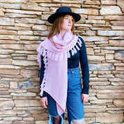 Women's Cozy Pink Fringe Knit Scarf