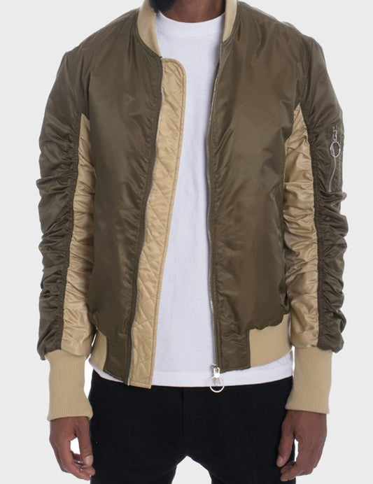 Men's Two Tone Color Block Bomber Jacket