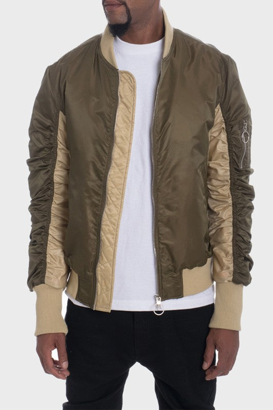 Men's Two Tone Color Block Bomber Jacket