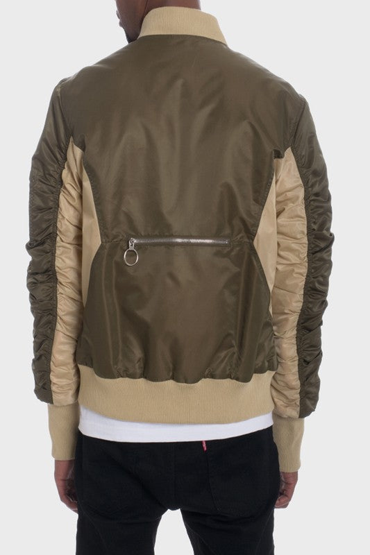 Men's Two Tone Color Block Bomber Jacket