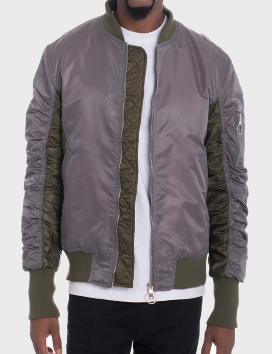 Men's Two Tone Color Block Bomber Jacket